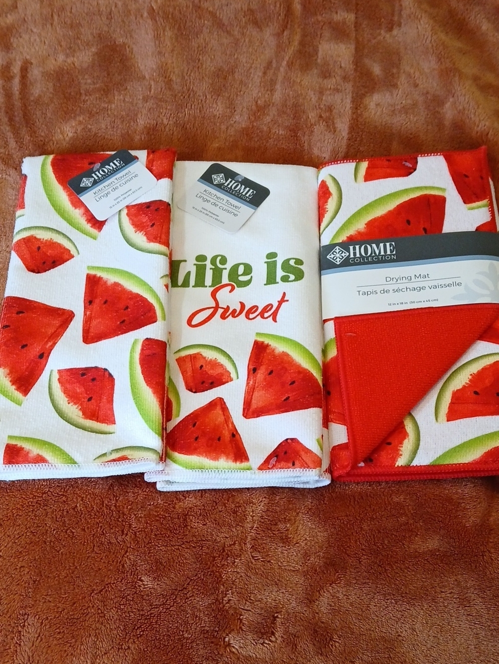 Home Collection Watermelon Print Towel And Mat Kitchen Set
